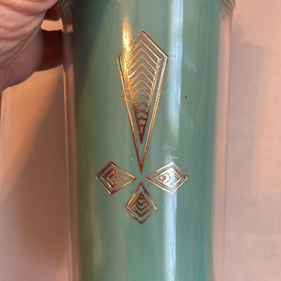 Vtg Mid Century set of 4 plastic tumblers with gold design - Picture 7 of 10